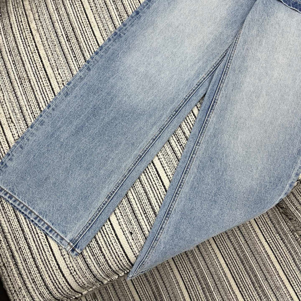 26NEW Faux Two-Piece Denim Mini Skirt and Wide-Leg Pants