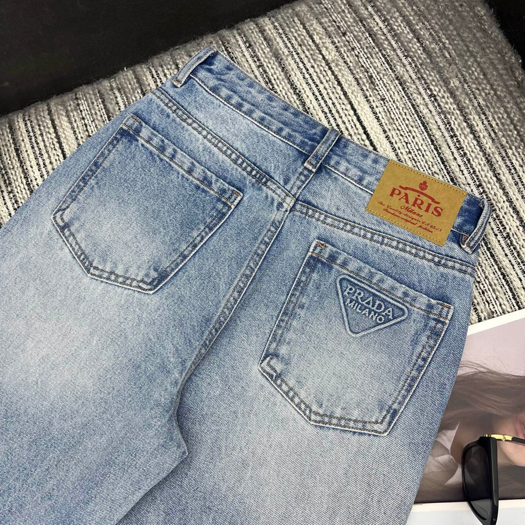 26NEW Faux Two-Piece Denim Mini Skirt and Wide-Leg Pants