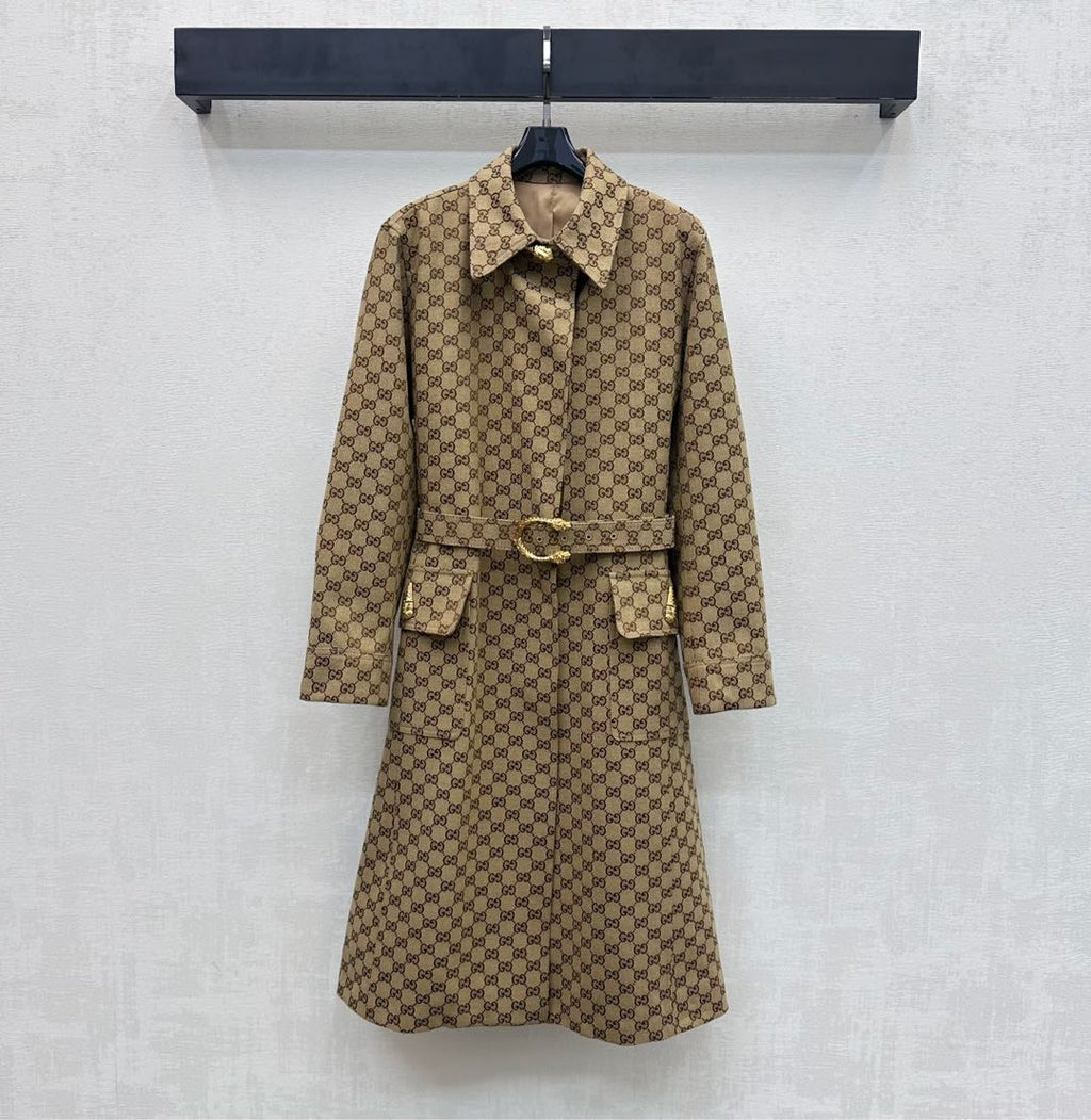 26NEW Jacquard Belt Trench Coat