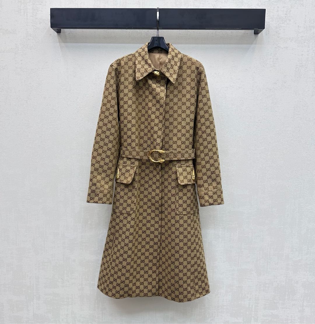 26NEW Jacquard Belt Trench Coat