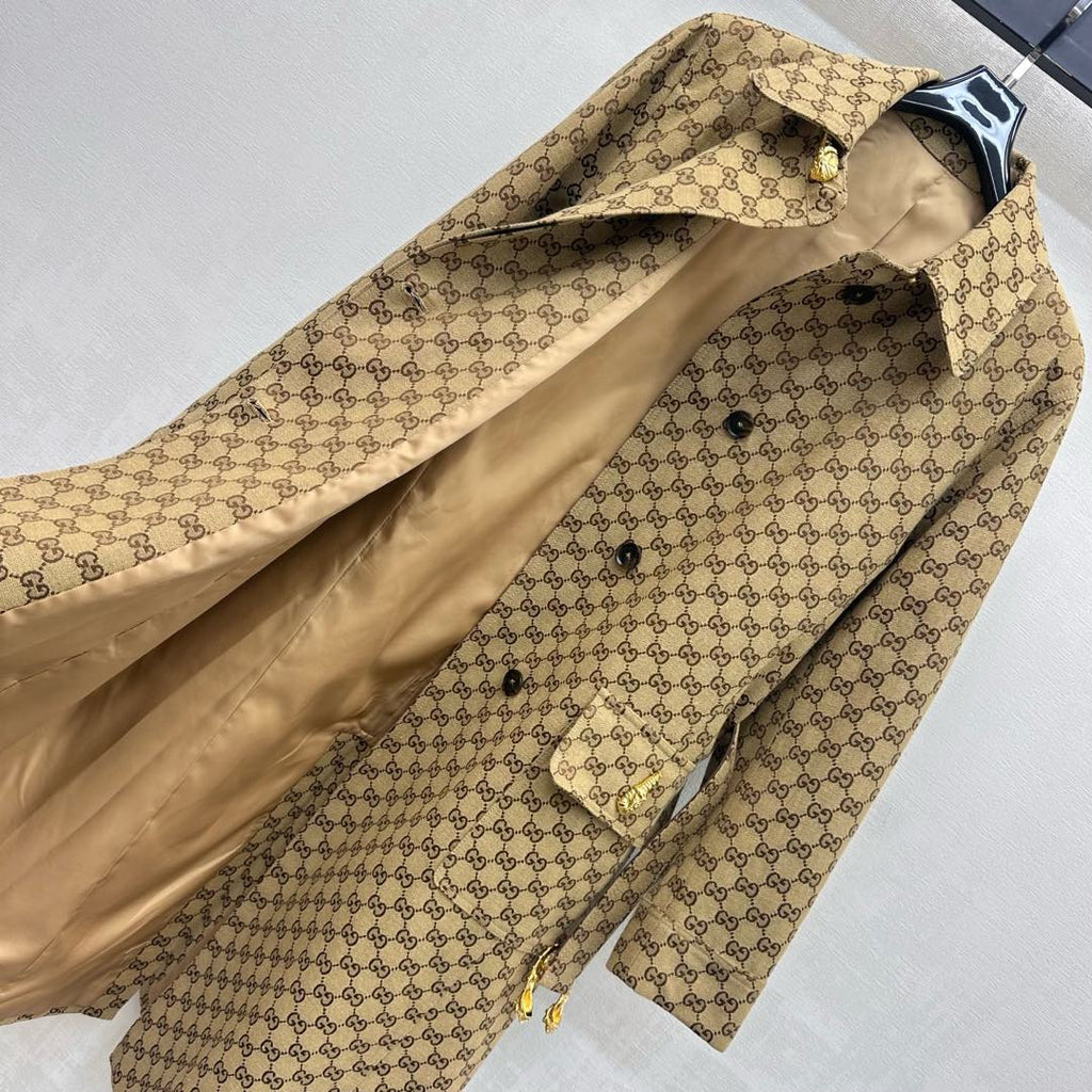 26NEW Jacquard Belt Trench Coat