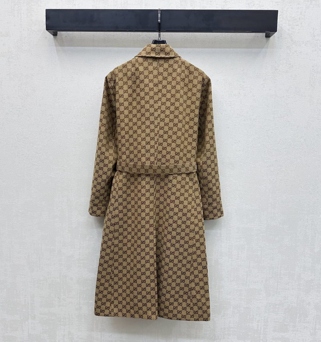 26NEW Jacquard Belt Trench Coat