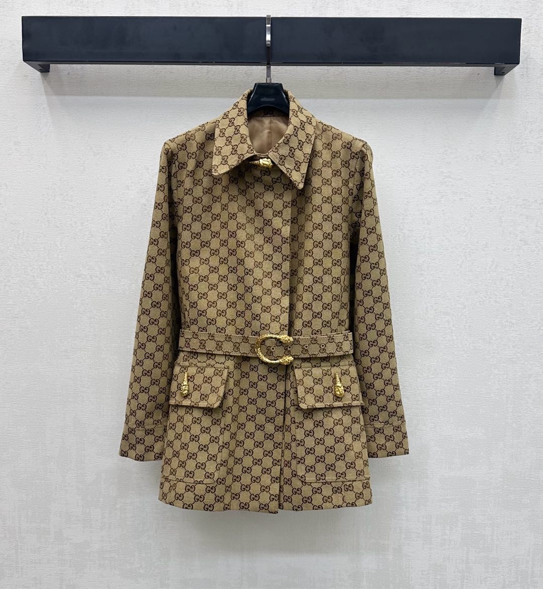 26NEW Jacquard Belt Mid-Length Coat