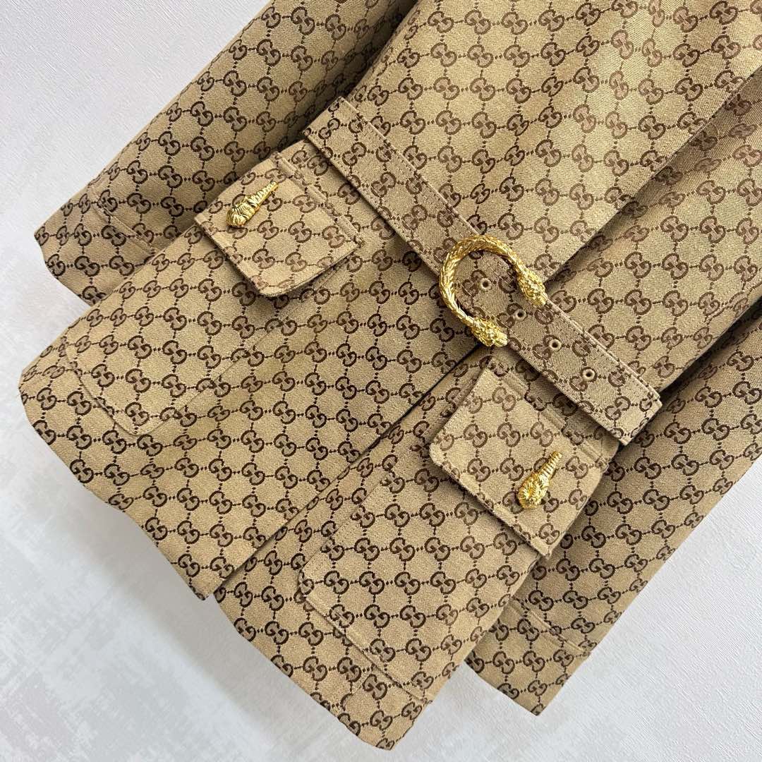 26NEW Jacquard Belt Mid-Length Coat