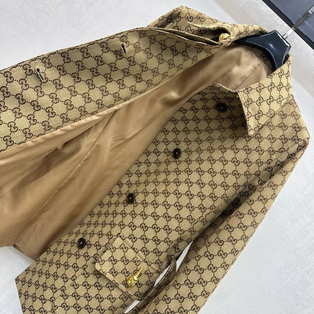 26NEW Jacquard Belt Mid-Length Coat