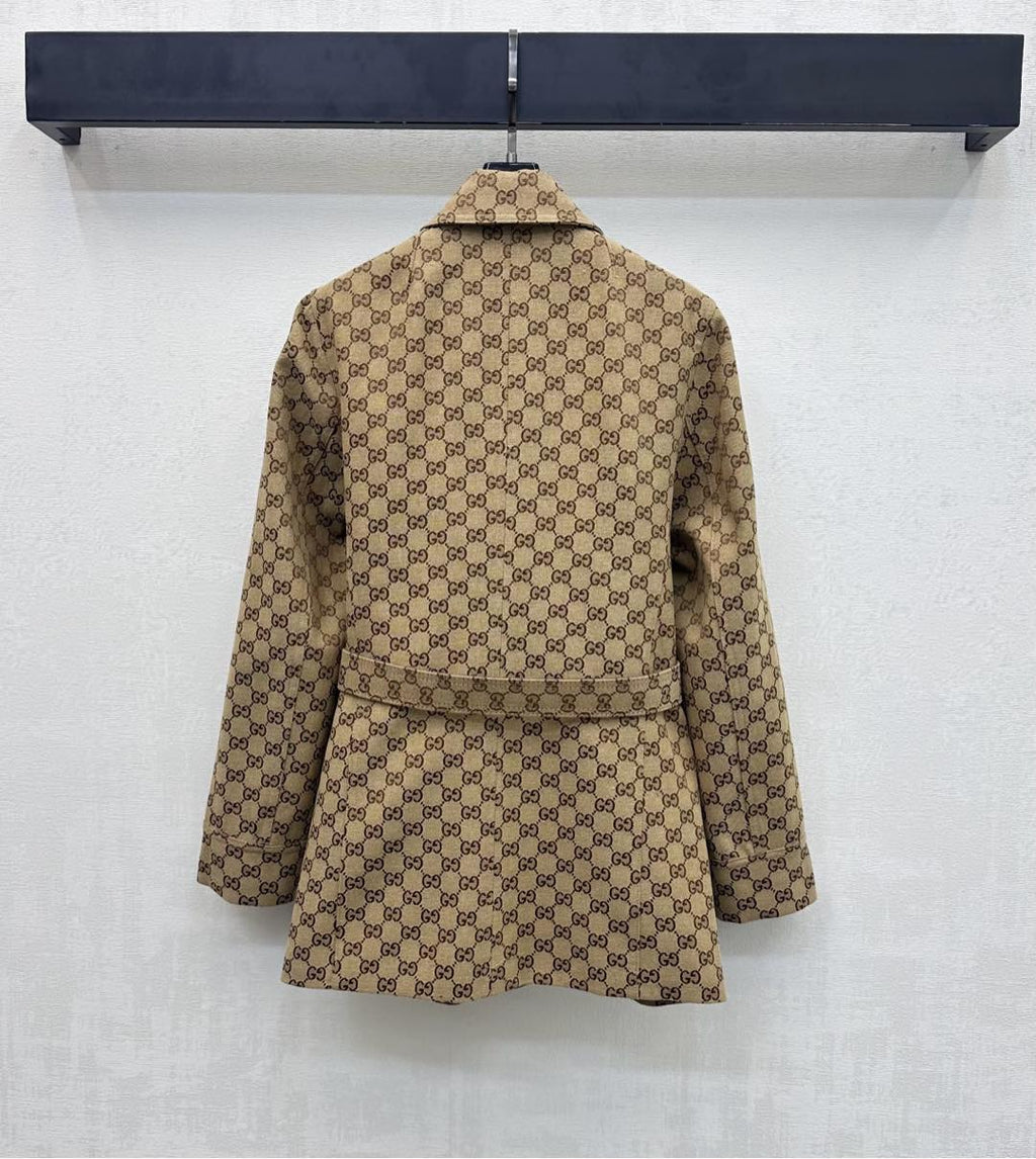 26NEW Jacquard Belt Mid-Length Coat