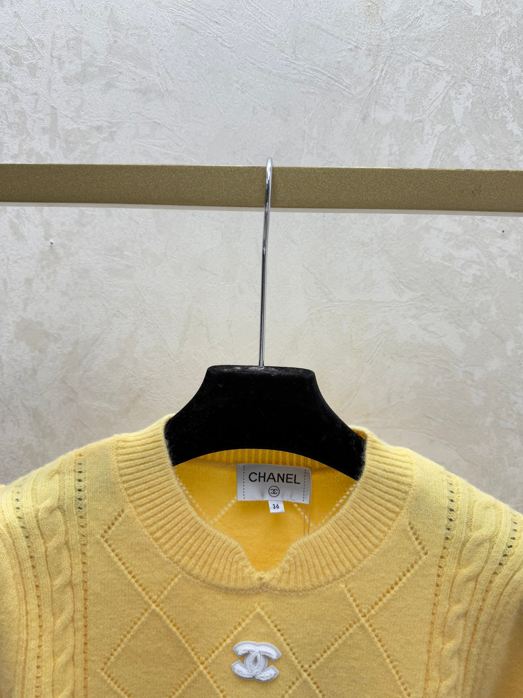 26NEW Solid Color Diamond Pattern Crew Neck Knit Short Sleeve