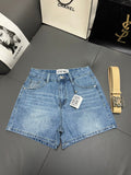 26NEW Pocket Embroidered Rhinestone Denim Shorts