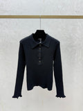 26NEW Solid Color Collared Knit Long Sleeve