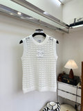 26NEW French-style openwork knit vest