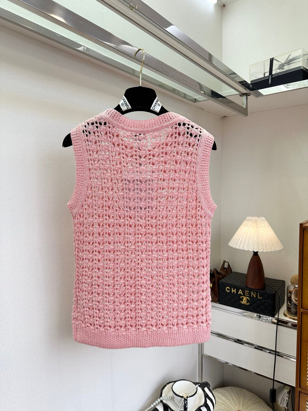 26NEW French-style openwork knit vest