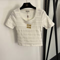 26NEW Embroidered Letter Slim Fit Short Sleeve