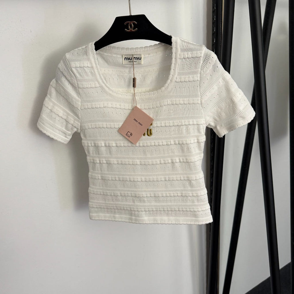 26NEW Embroidered Letter Slim Fit Short Sleeve
