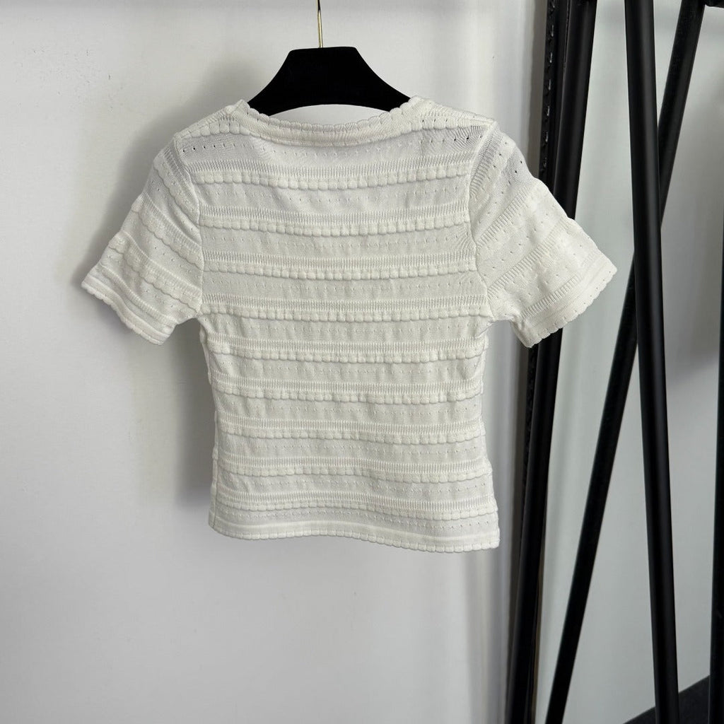 26NEW Embroidered Letter Slim Fit Short Sleeve