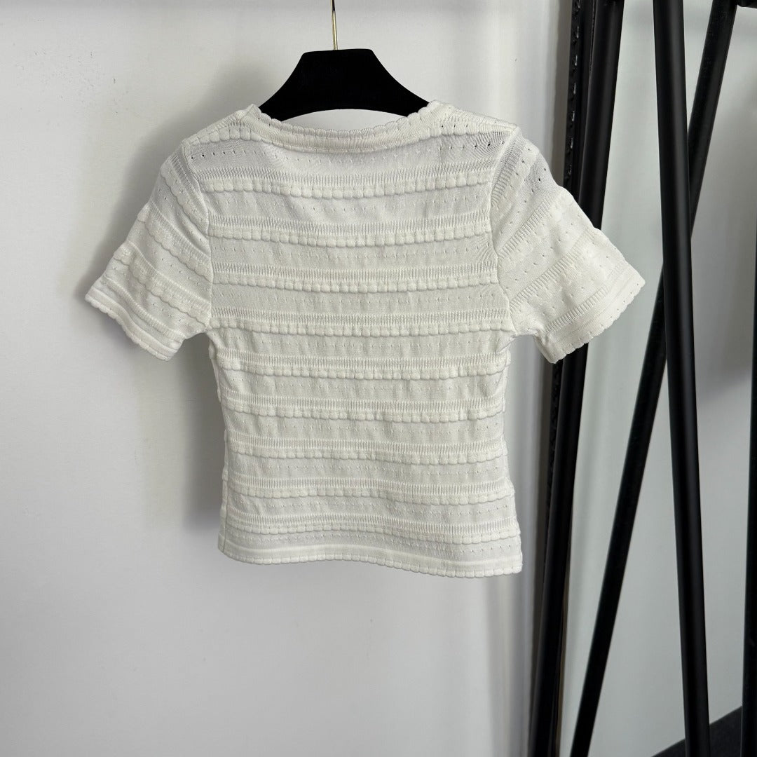 26NEW Embroidered Letter Slim Fit Short Sleeve