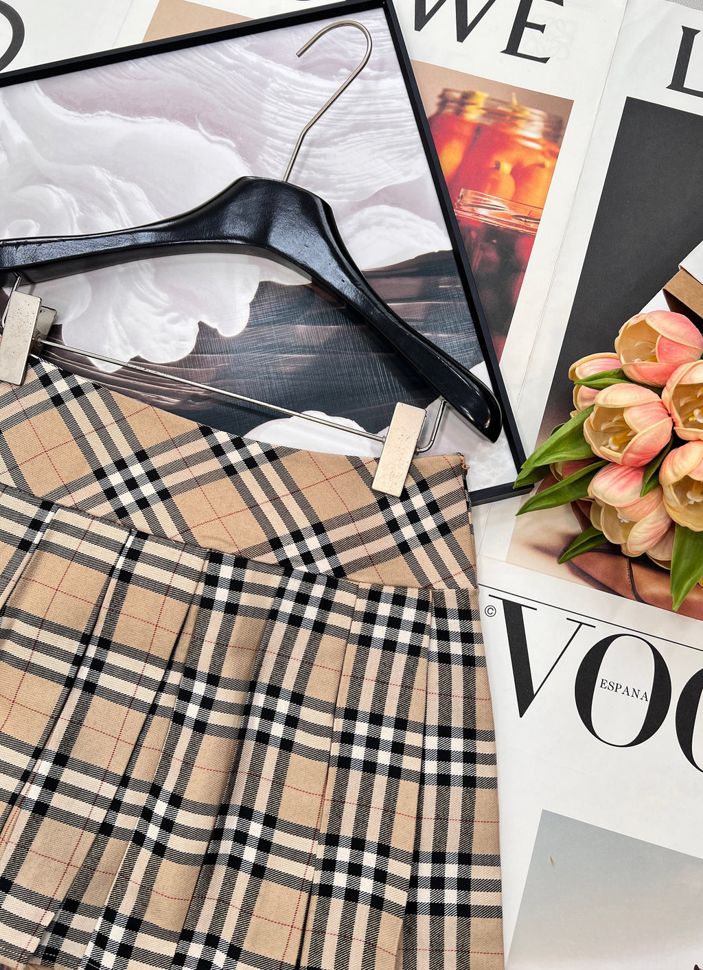 26NEW Classic Plaid Pleated Mini Skirt