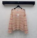 26NEW Hollow-out Color-blocked Knit Top