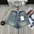 26NEW Embroidered Flower Denim Shorts