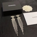 Long earrings with full diamond tassels