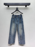26NEW Heavy-duty Appliqué Embroidered Cross Straight-Leg Jeans