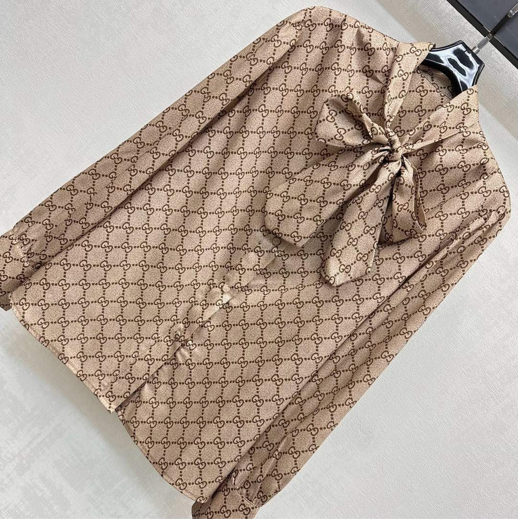 26NEW Lace-up Print Shirt