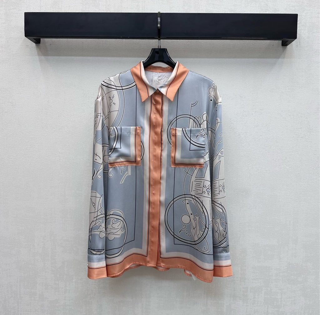 26NEW Silk Printed Long-Sleeve Shirt