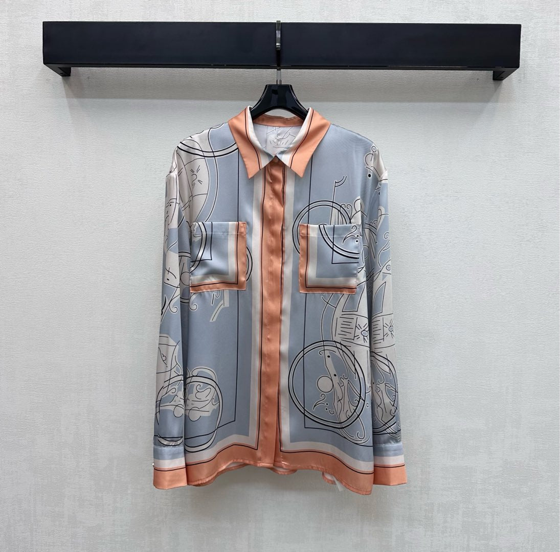 26NEW Silk Printed Long-Sleeve Shirt