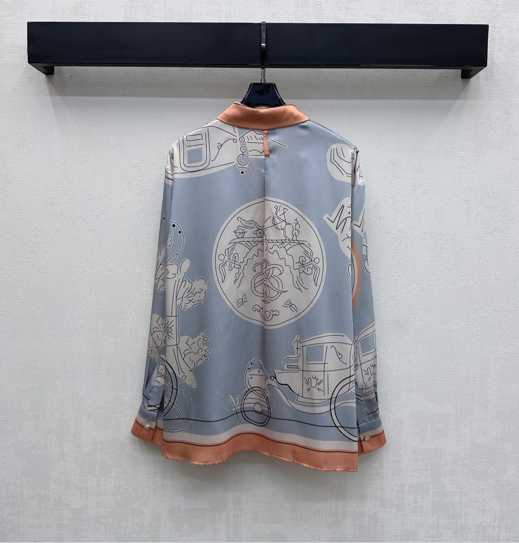 26NEW Silk Printed Long-Sleeve Shirt