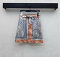 26NEW Lace-up Silk Printed Mini Skirt