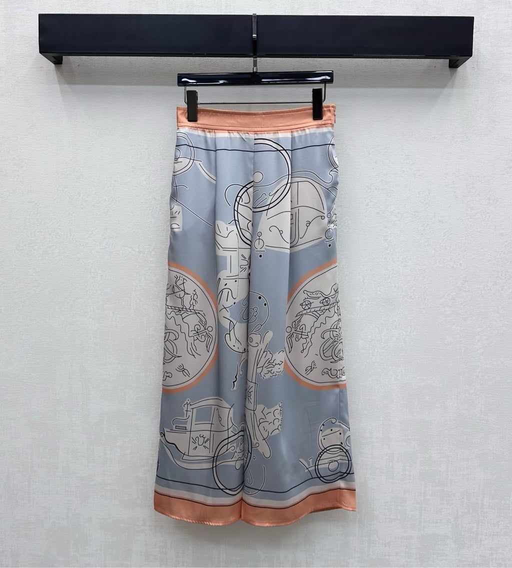 26NEW Silk Printed Cropped Pants