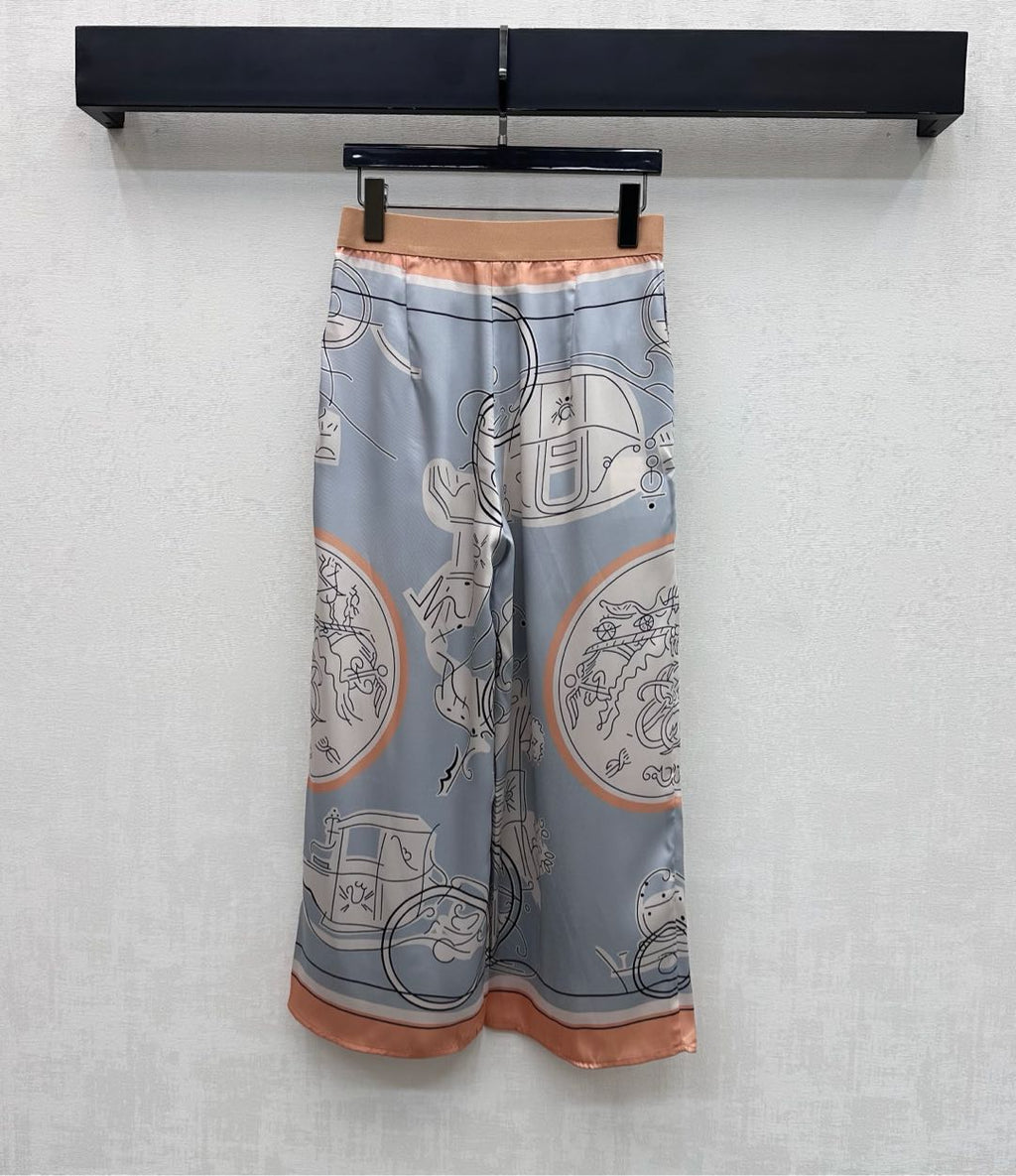 26NEW Silk Printed Cropped Pants