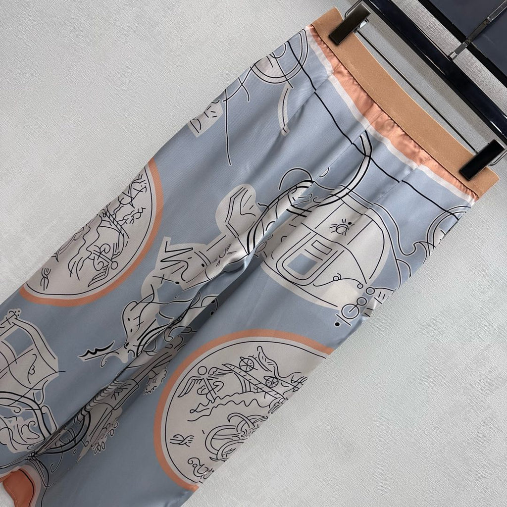 26NEW Silk Printed Cropped Pants