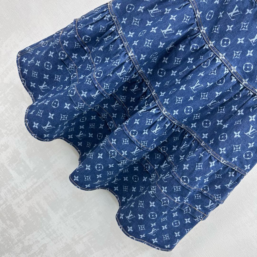 26NEW Drawstring Denim Tiered Skirt