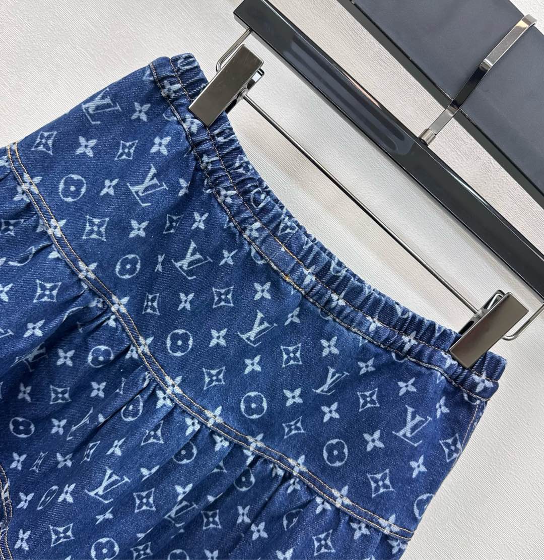 26NEW Drawstring Denim Tiered Skirt
