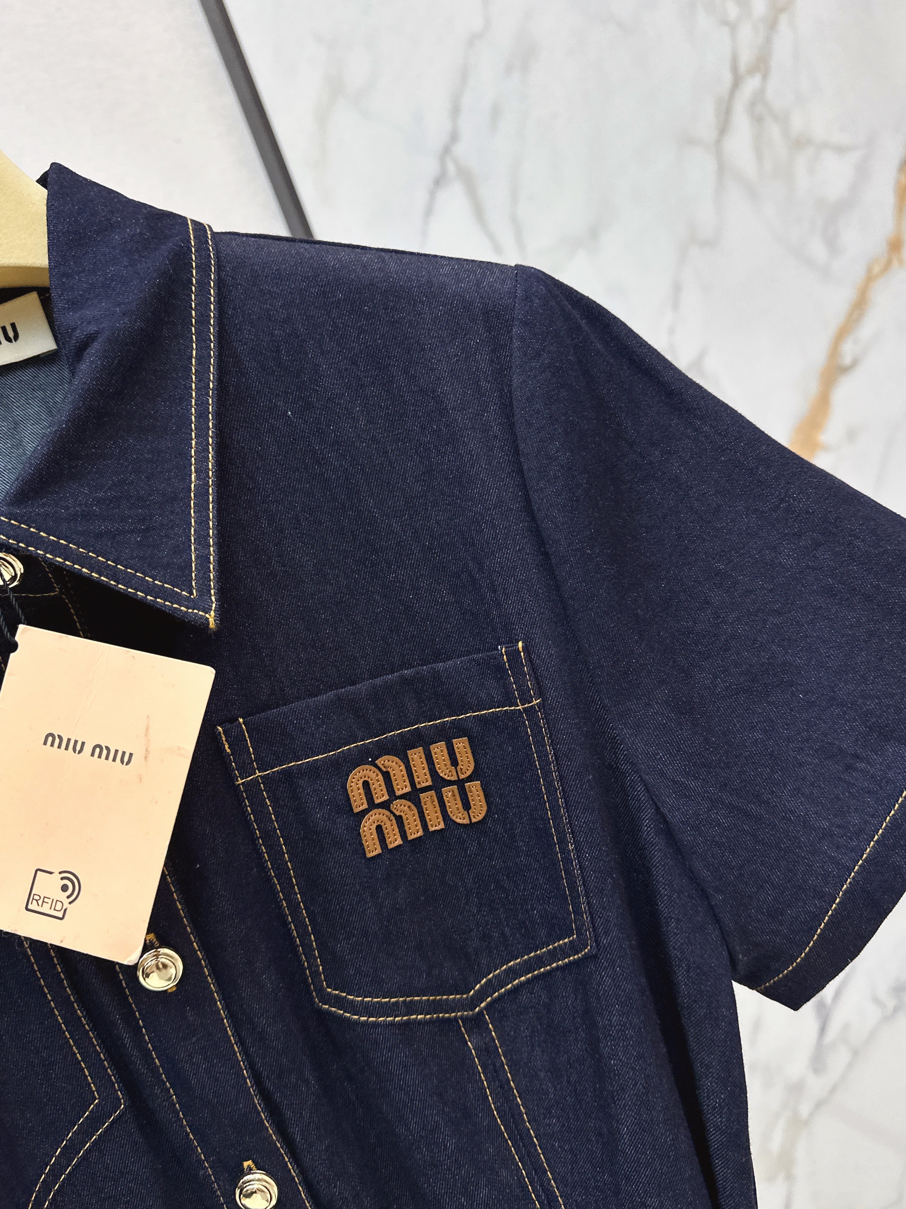 26NEW Embroidered Tencel Denim Dress