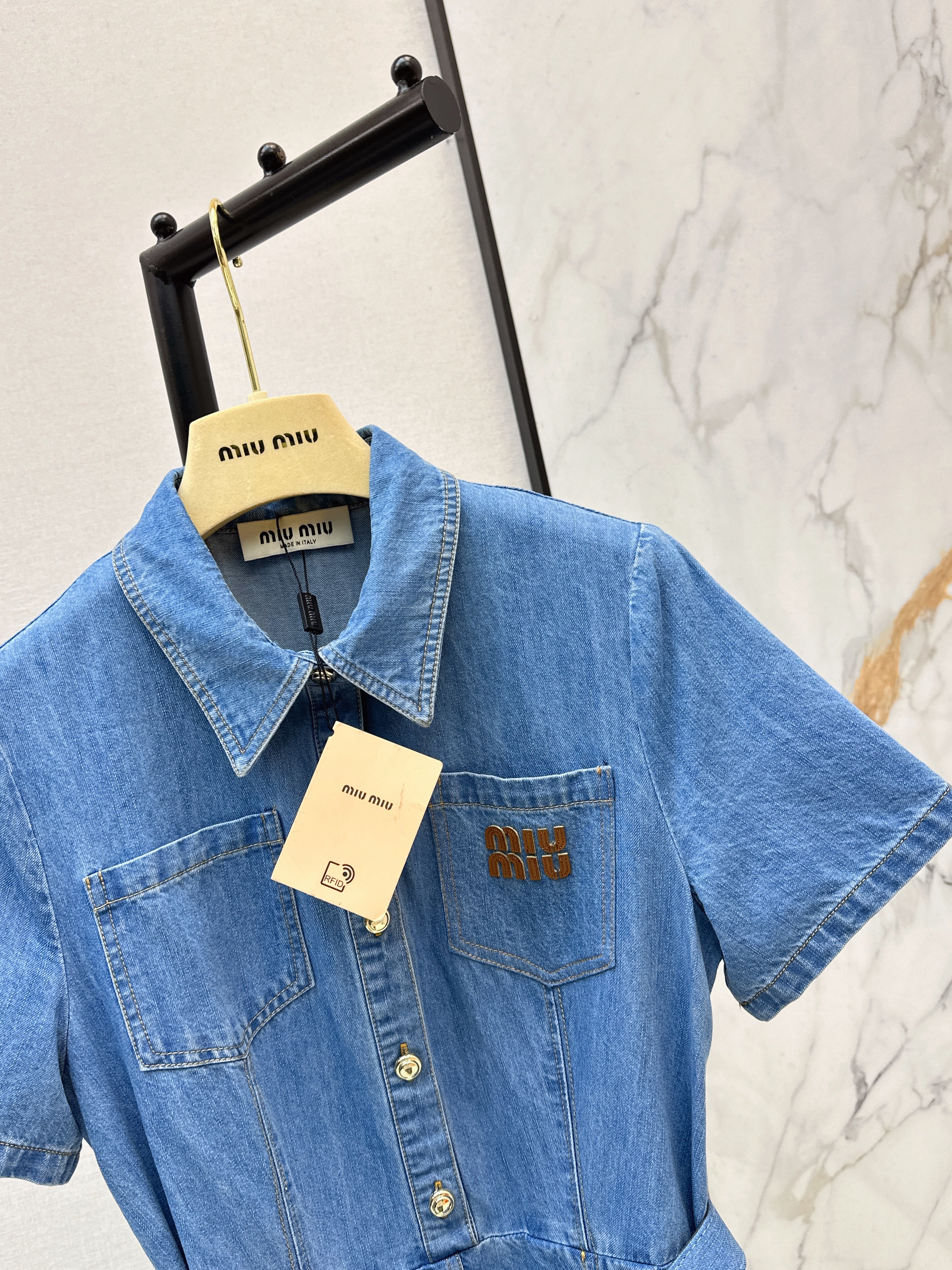 26NEW Embroidered Tencel Denim Dress
