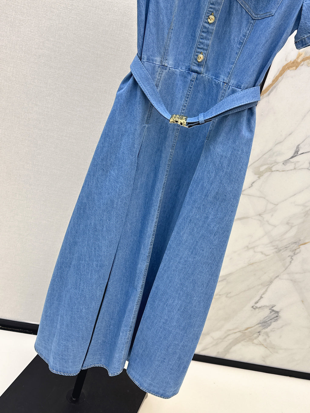 26NEW Embroidered Tencel Denim Dress