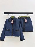 26NEW Color-Blocked Trim Elegant Suit