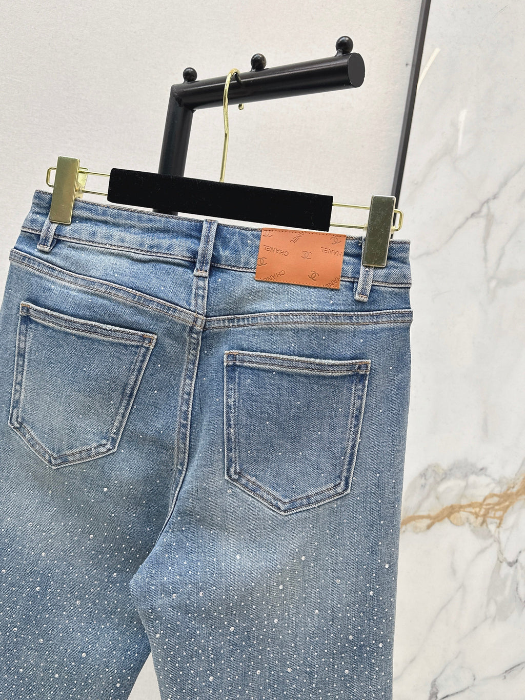 26NEW Double-sided Rhinestone Flared Jeans