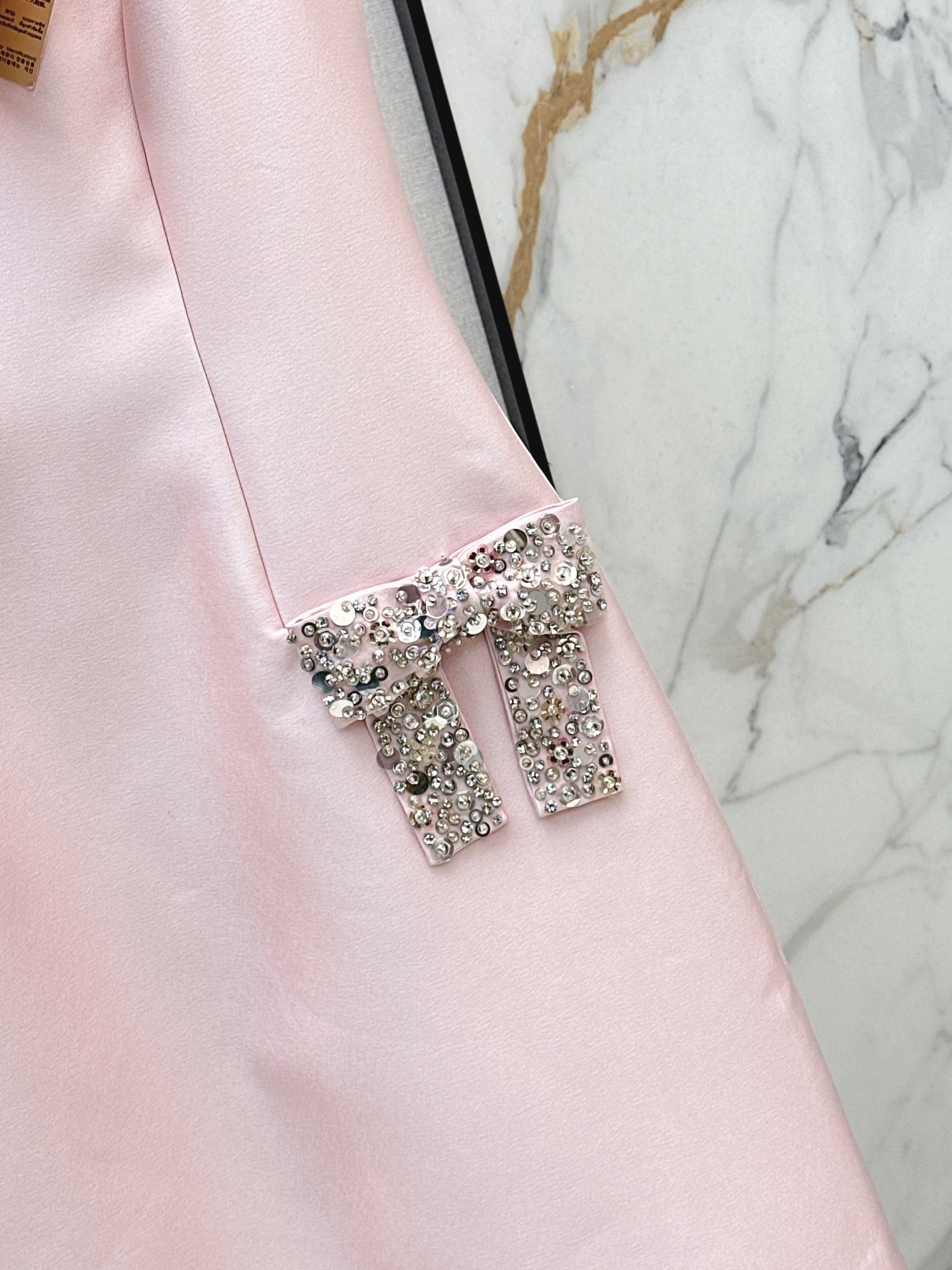 26SS Rhinestone Bow Sleeveless Dress