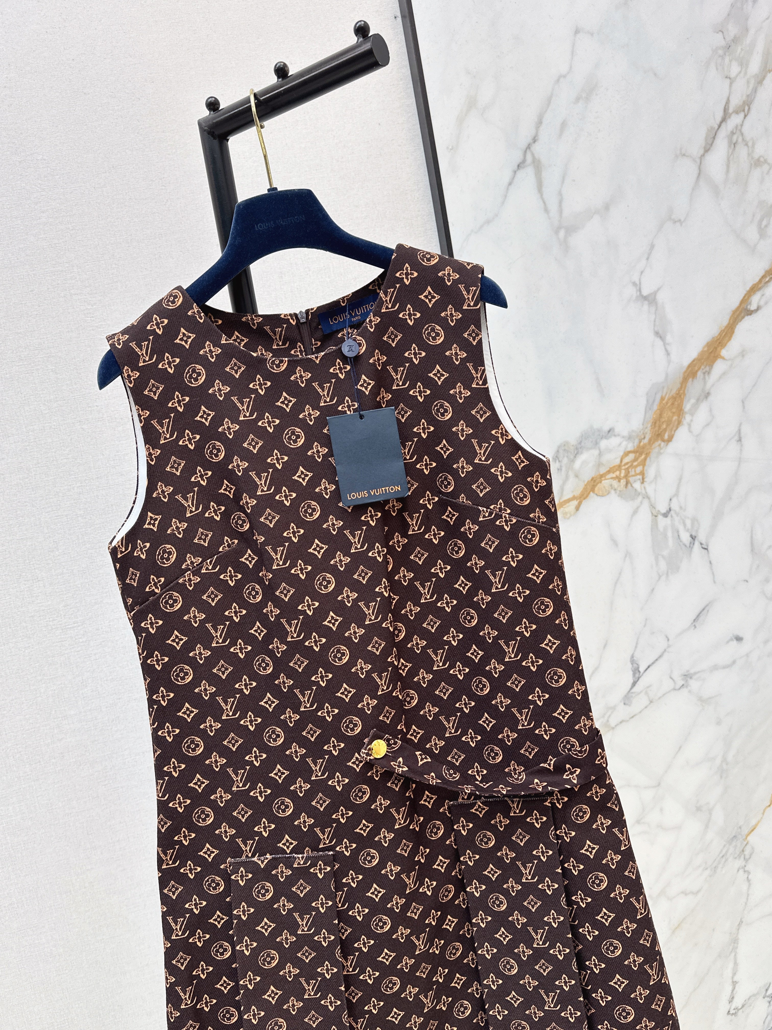 26SS Classic Print Sleeveless Vest Dress