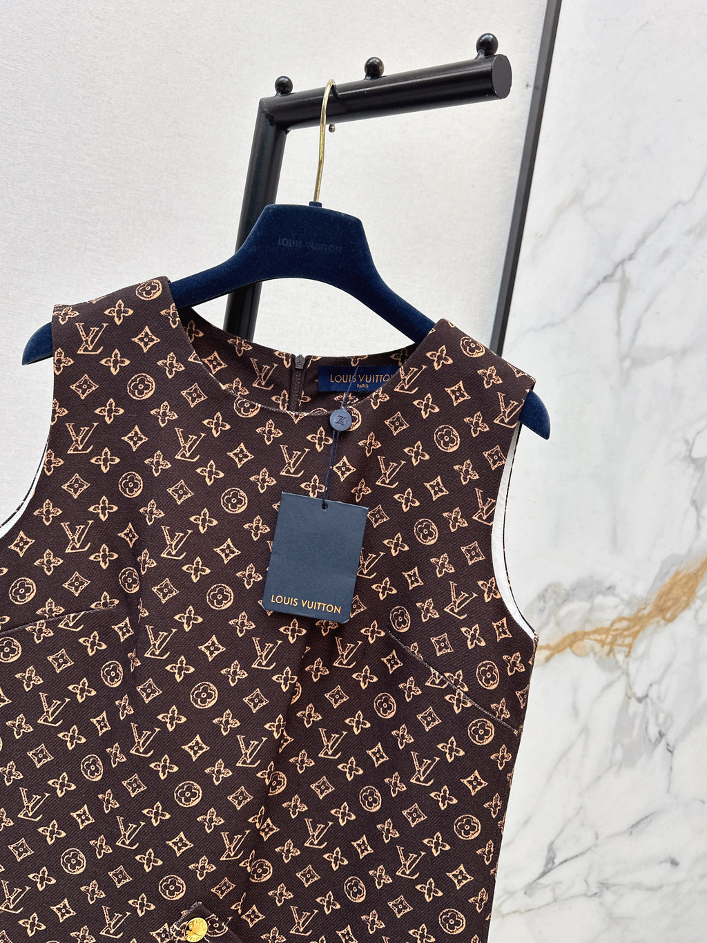 26SS Classic Print Sleeveless Vest Dress