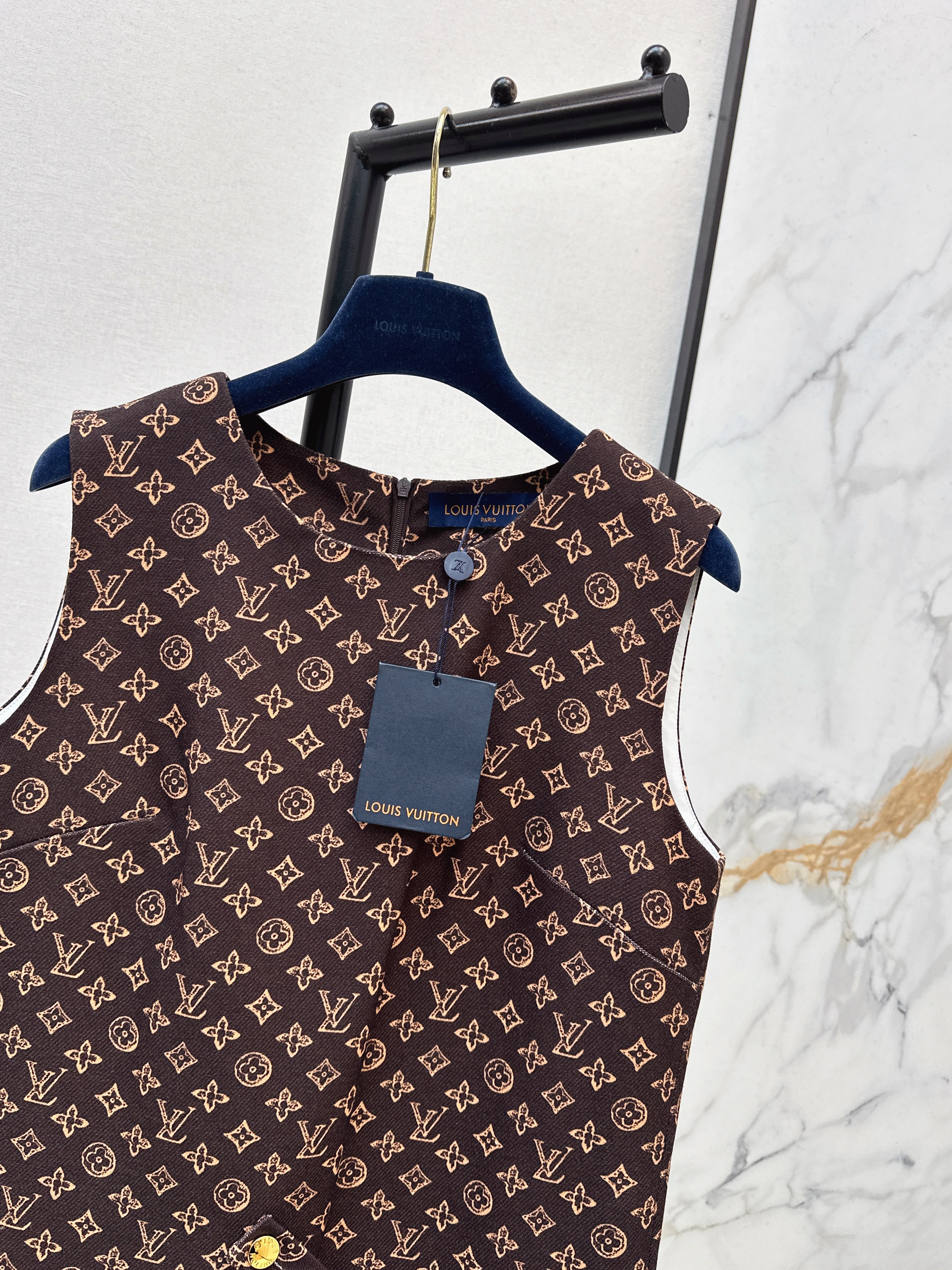 26SS Classic Print Sleeveless Vest Dress