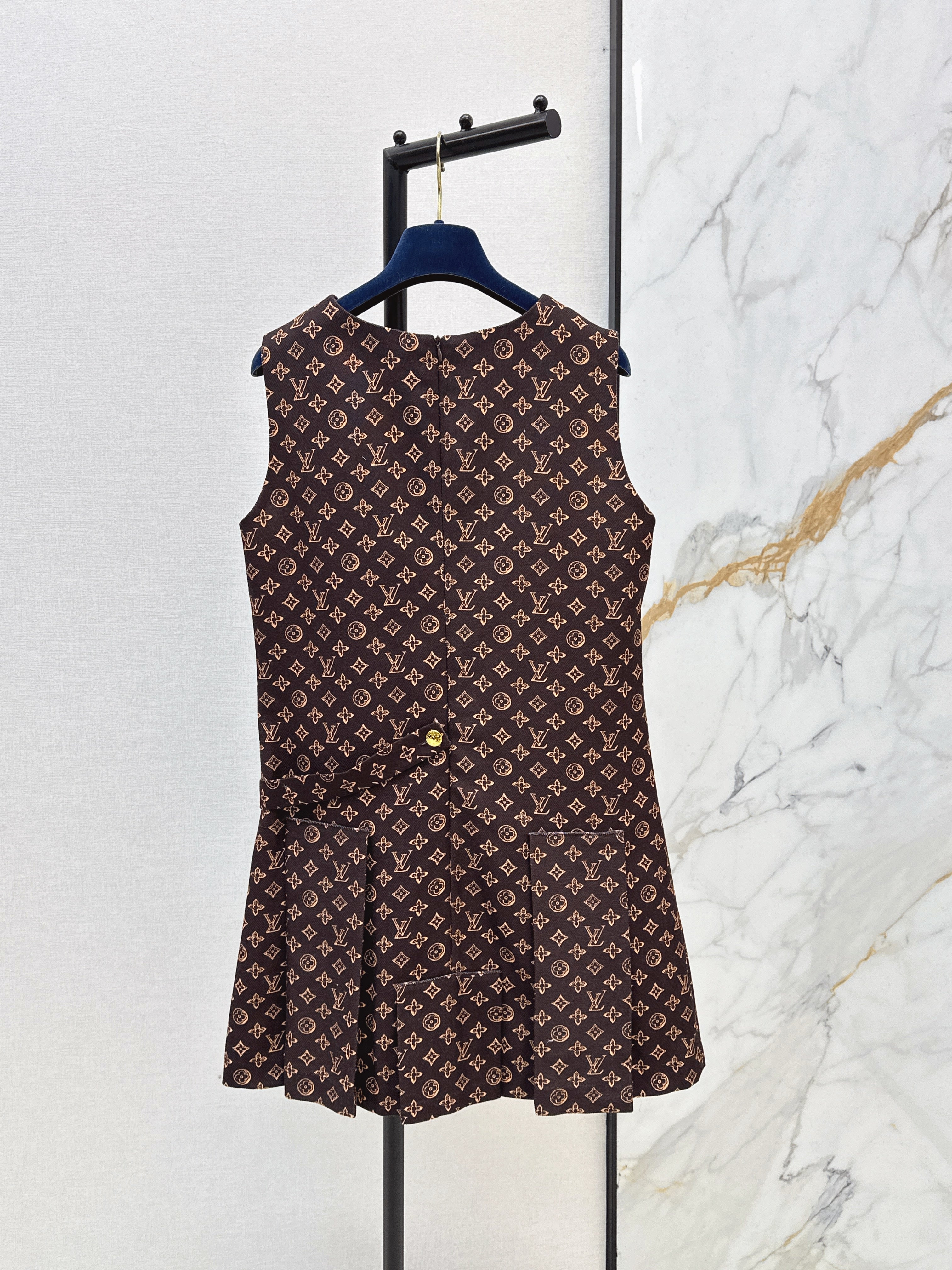 26SS Classic Print Sleeveless Vest Dress