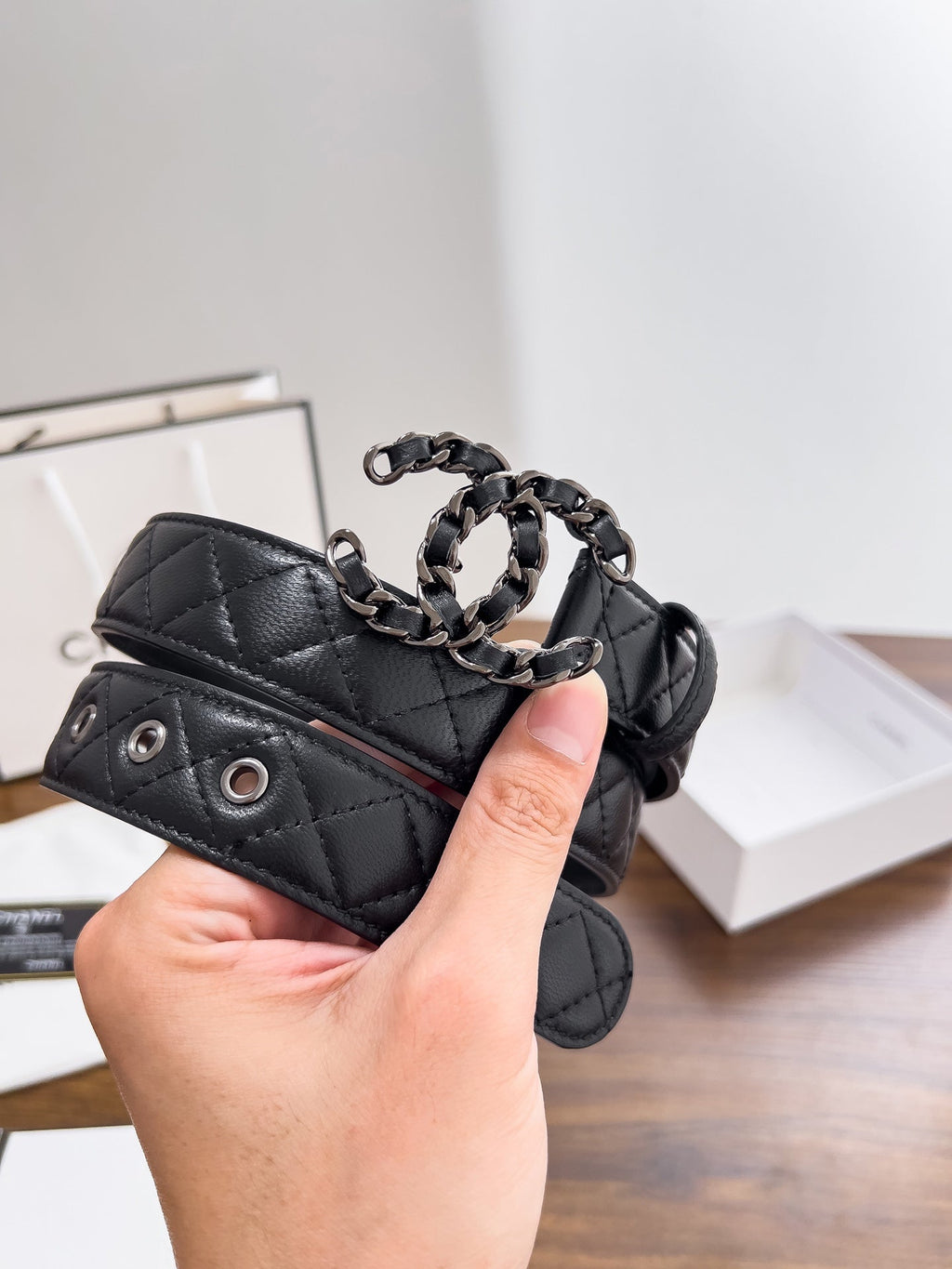 Women's chain buckle belt, 3.0cm