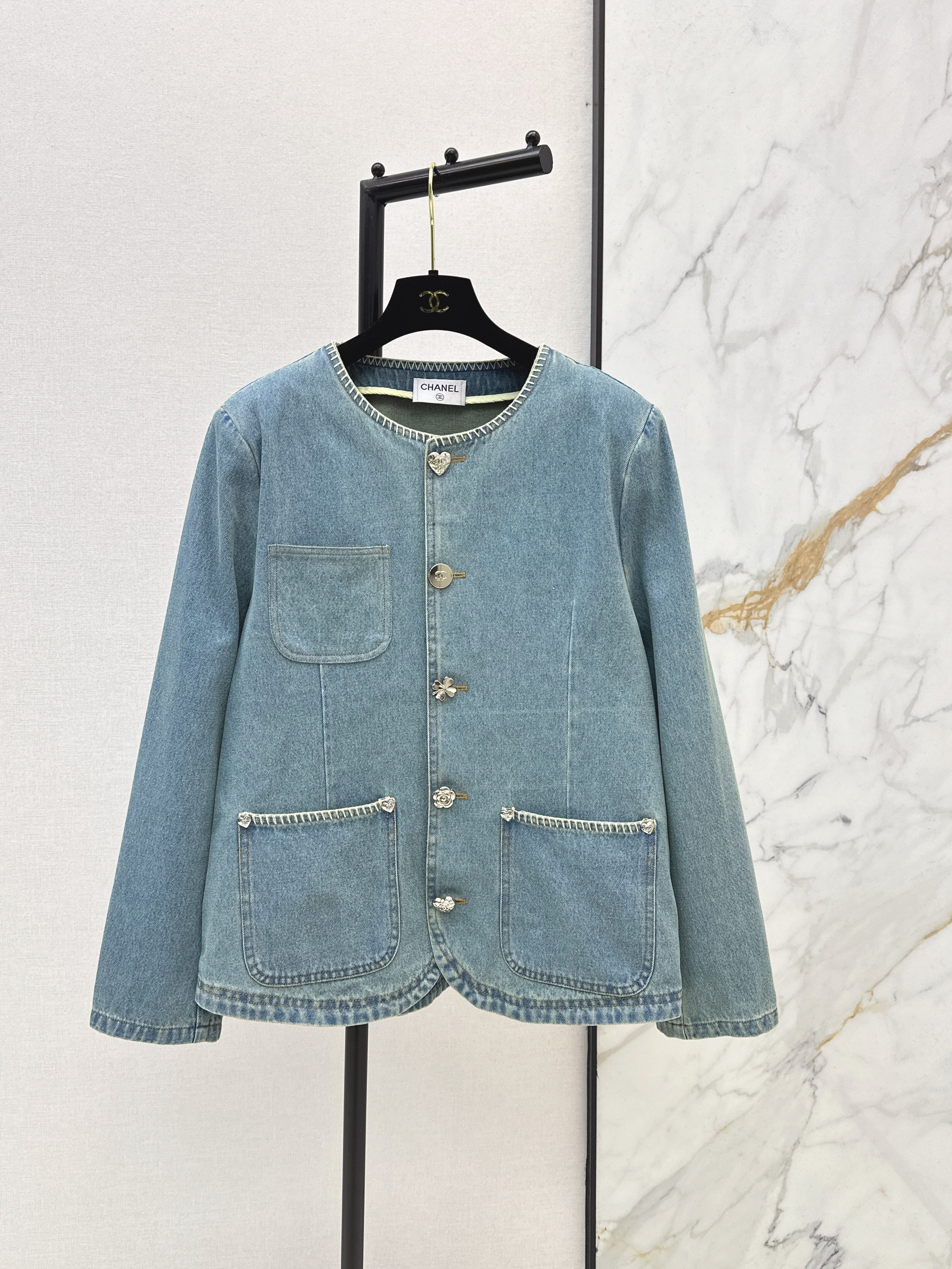 26SS New Arrival Denim Jacket with Overlock Trim
