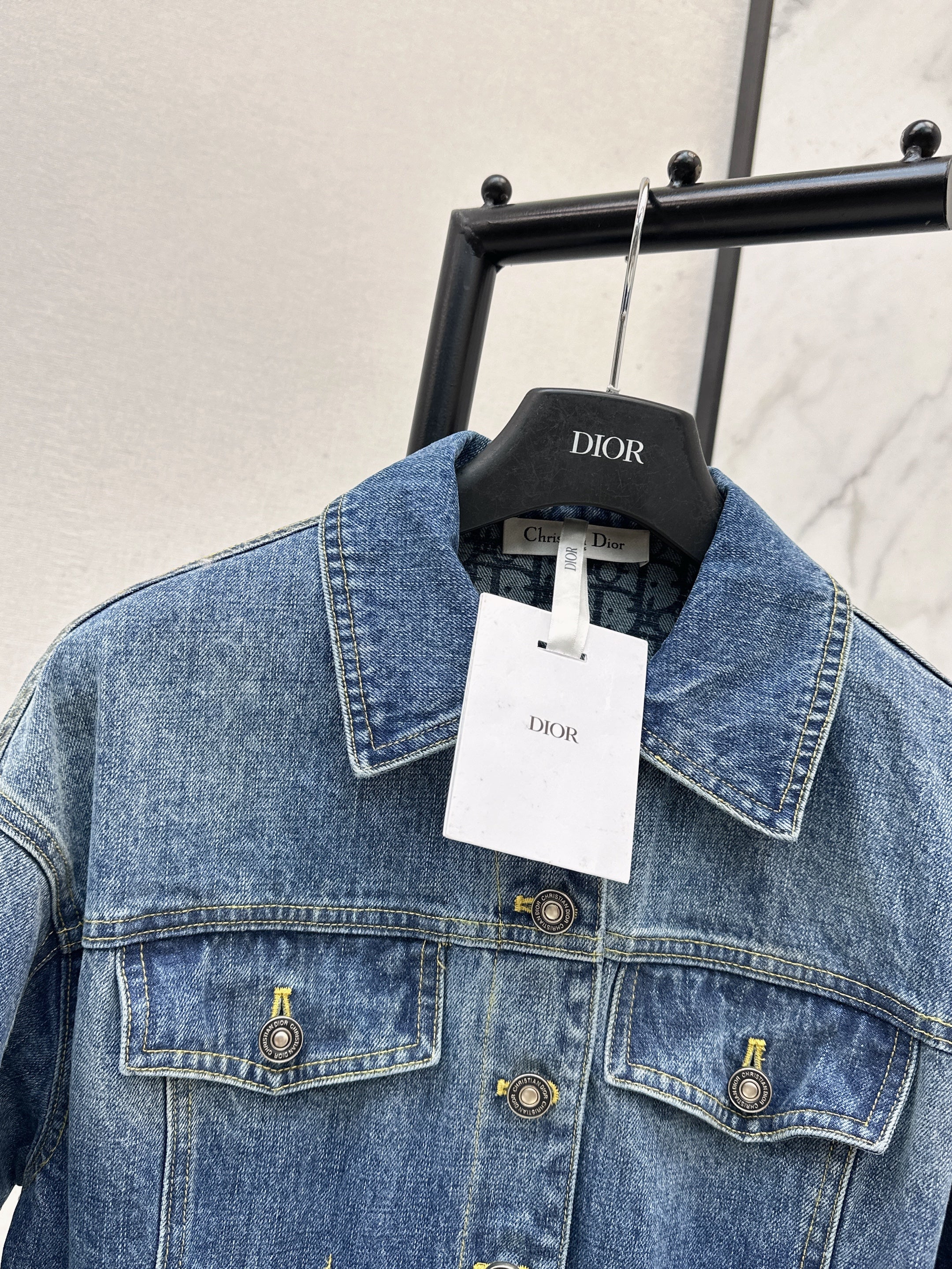 26SS Distressed White Monogram Washed Denim Jacket