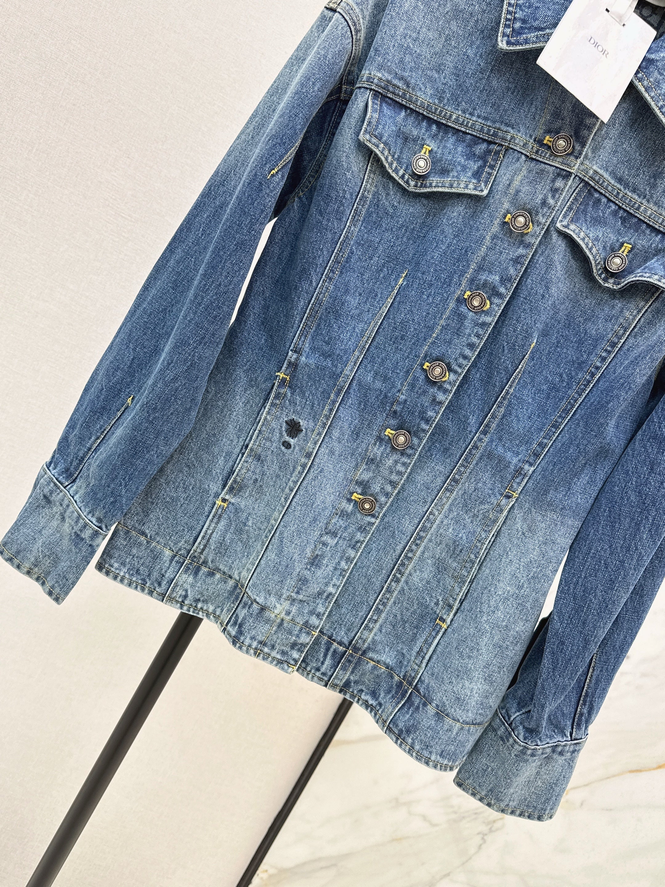 26SS Distressed White Monogram Washed Denim Jacket