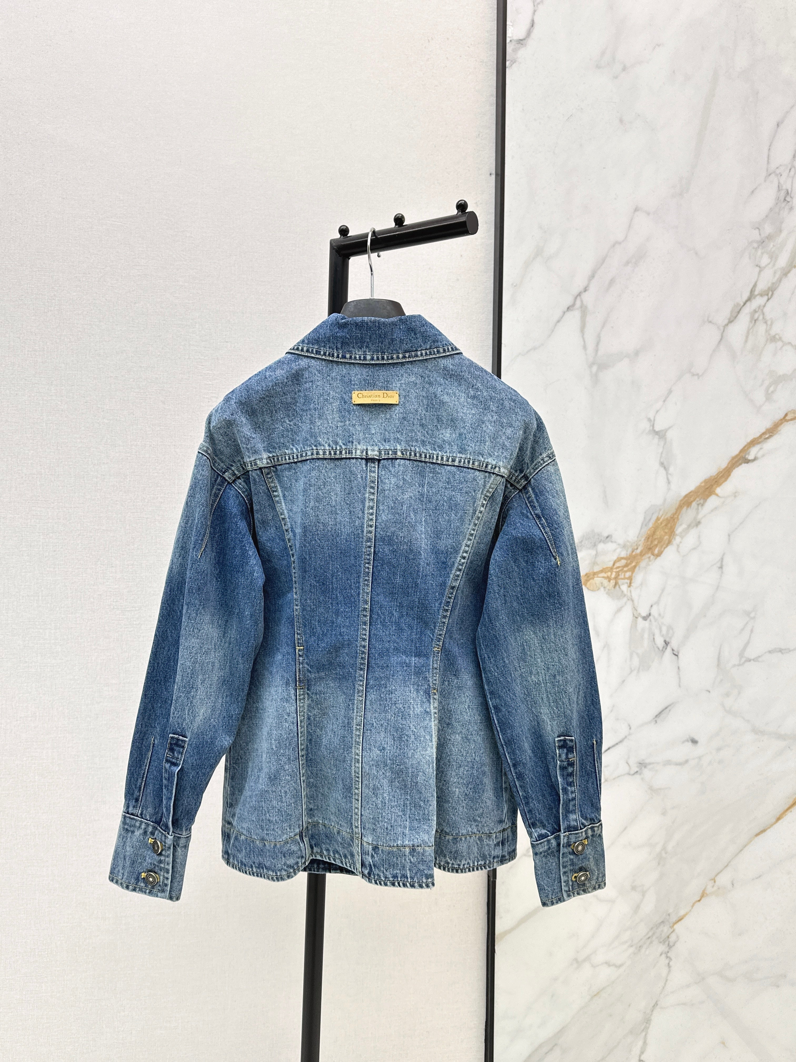 26SS Distressed White Monogram Washed Denim Jacket