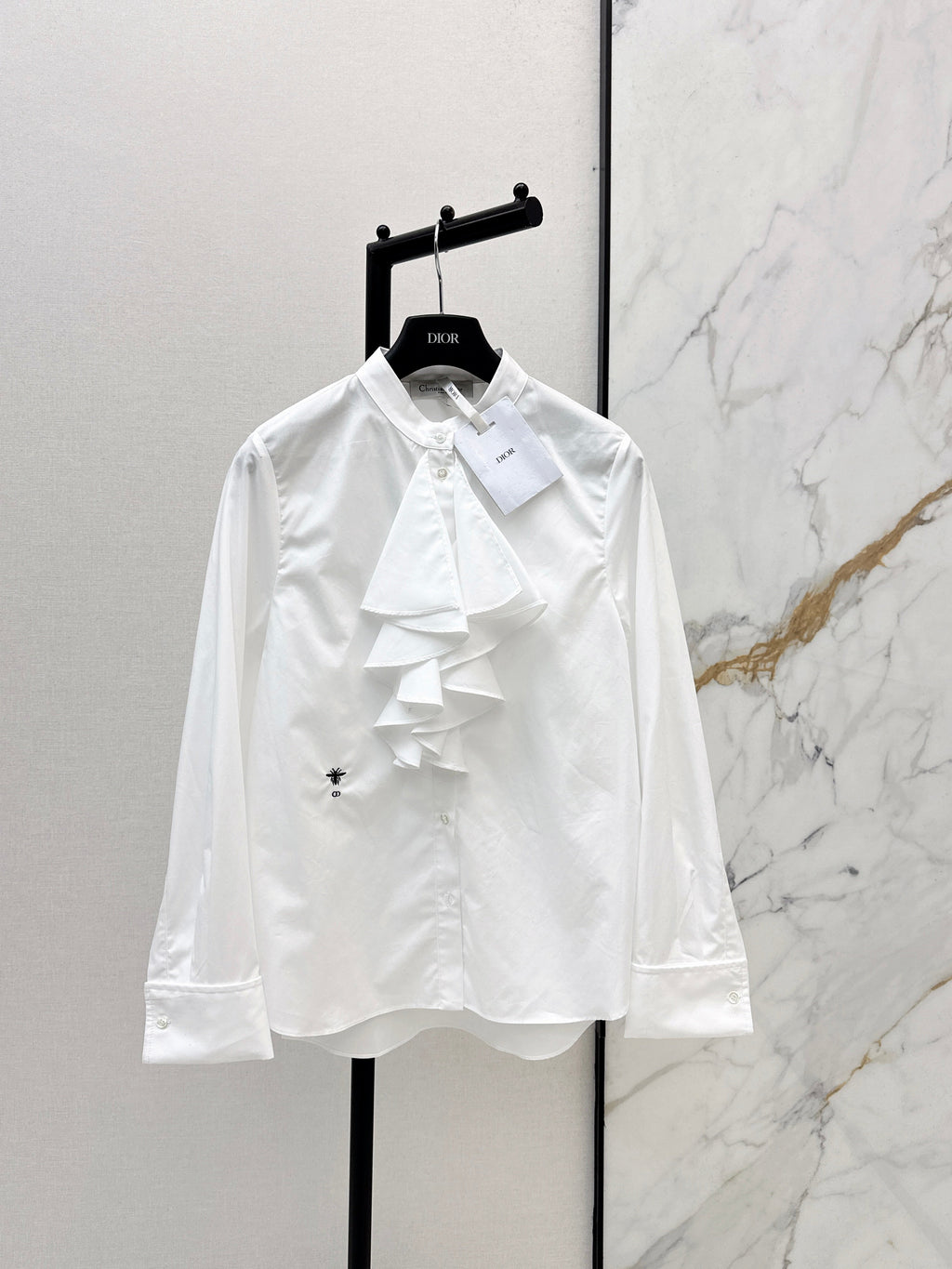 26SS Ruffled Stand Collar Shirt